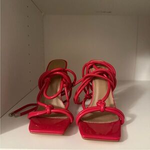 Red Strappy Women's Heels